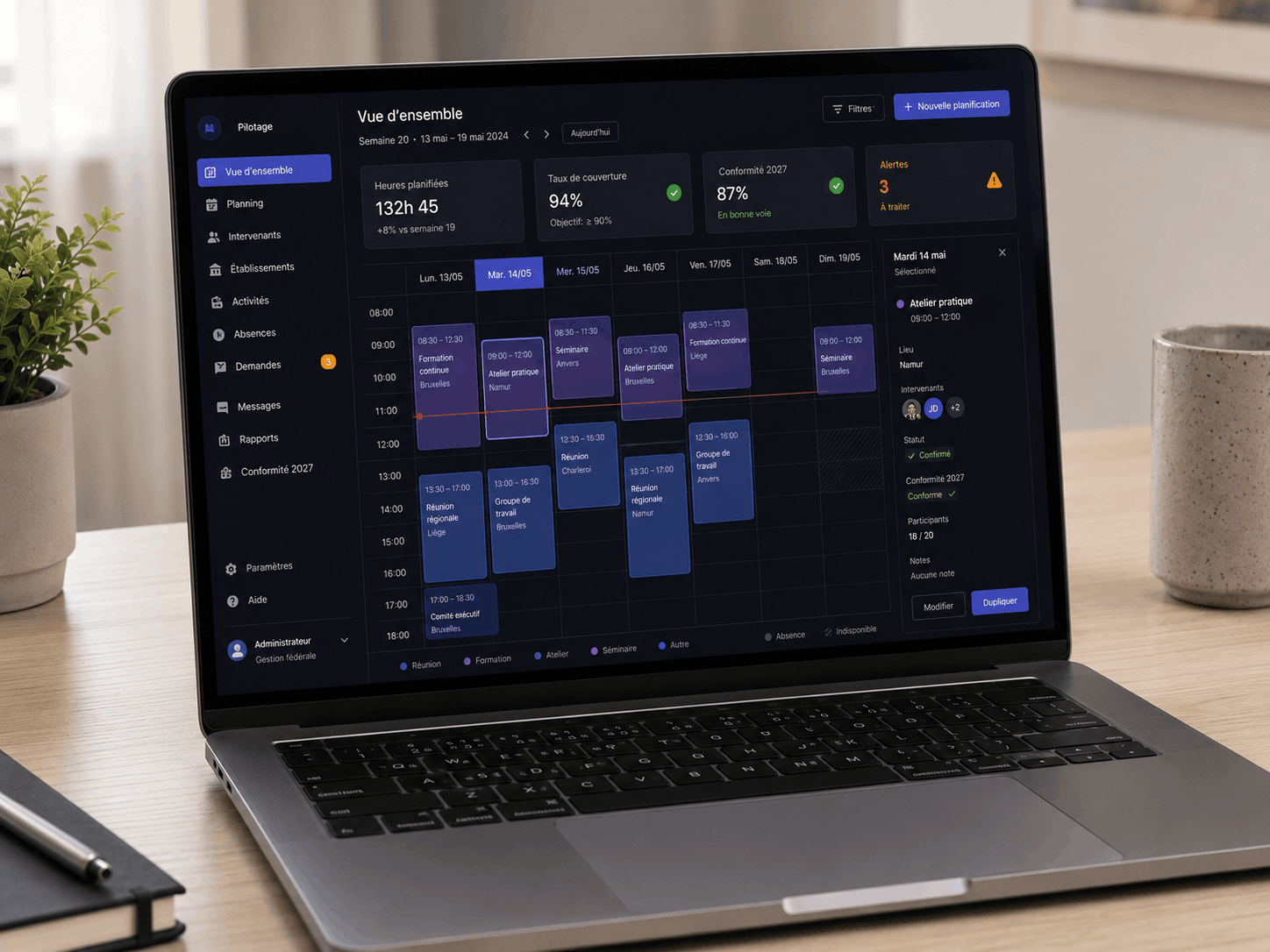 Module de gestion d'horaires — Fédération Pro